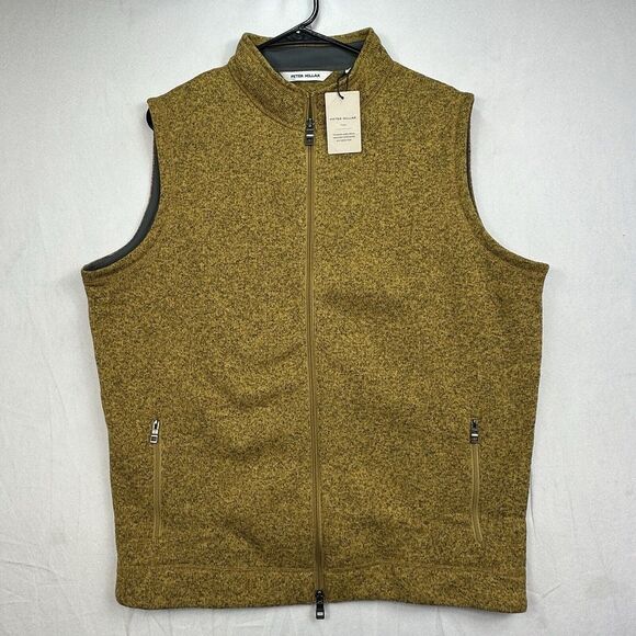 NWT Peter Millar Crown Sweater Fleece Vest Full Zip Dijon Gold Men Large MF23K61